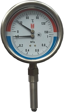 Термоманометр коррозийностойкий Тип ТМТБ - К исполнение из нержавеющей стали
